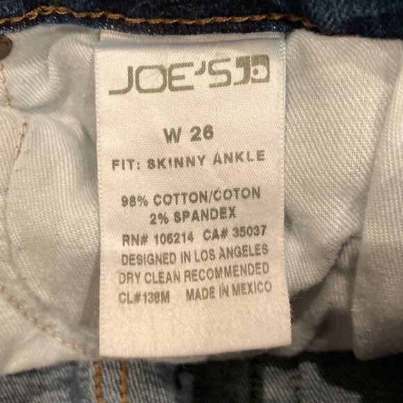 JOE'S JEANS Low Rise Distressed Skinny Jeans Size 26 - Picture 7 of 7